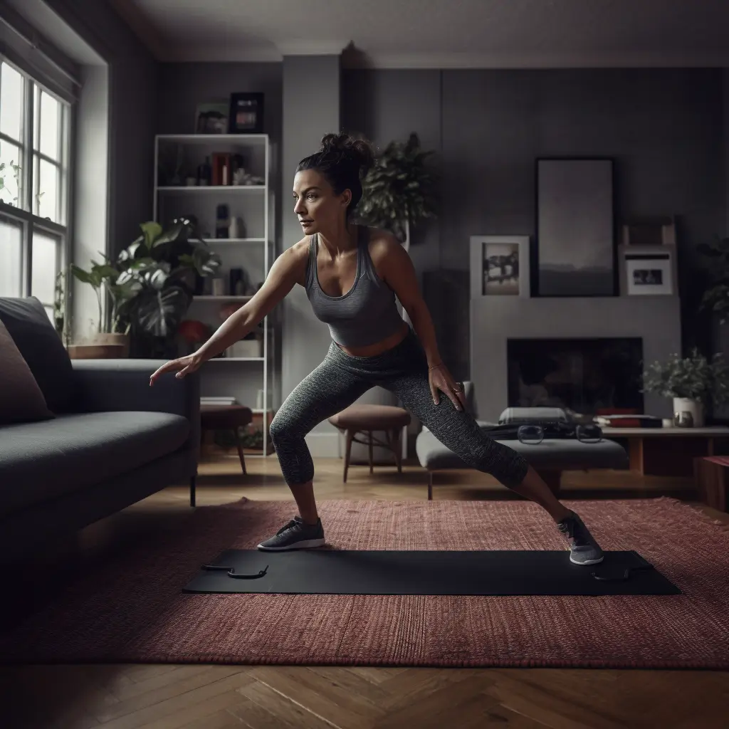 Woman Doing Wall Pilates in the Living Room